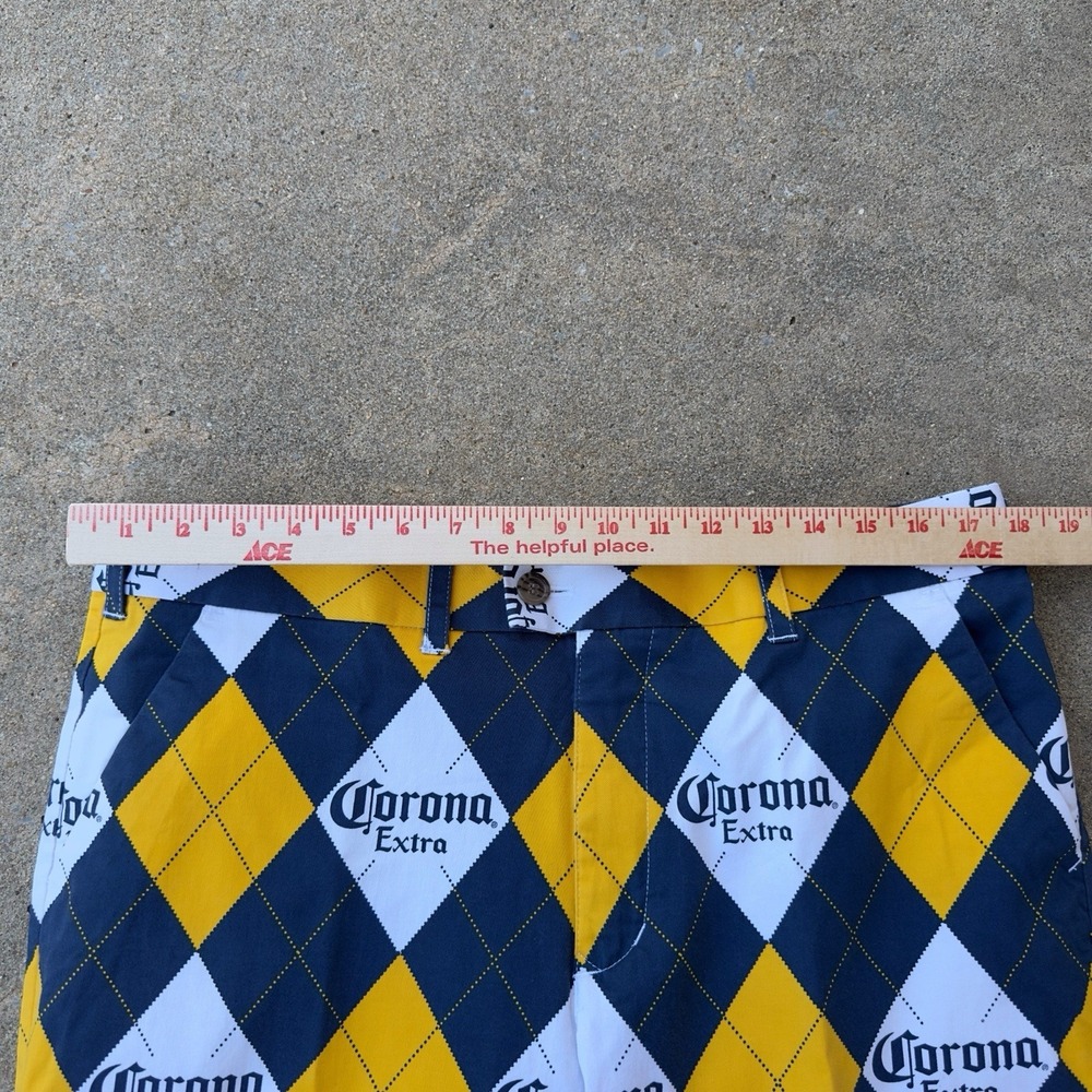 Loudmouth Corona Extra Argyle Men's Golf Heritage Shorts Size 36 Cerveza - Picture 6 of 12